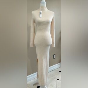 🏖️NWT Jonathan Simkhai Cream Jersey Ribbed Stretchy Maxi Dress, Size M